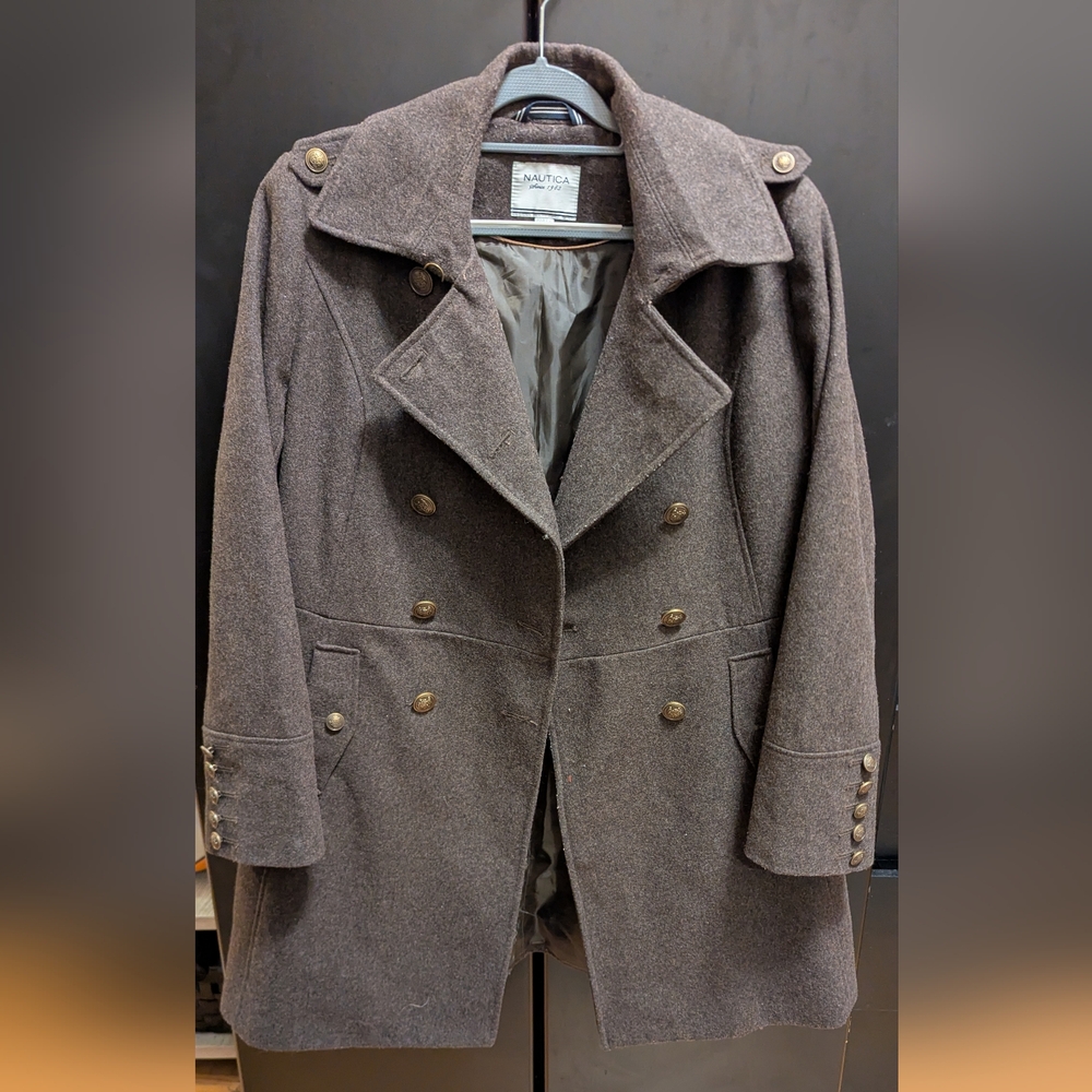 Nautica Vintage Military Officers Trench Pea Coat Olive size M & XL